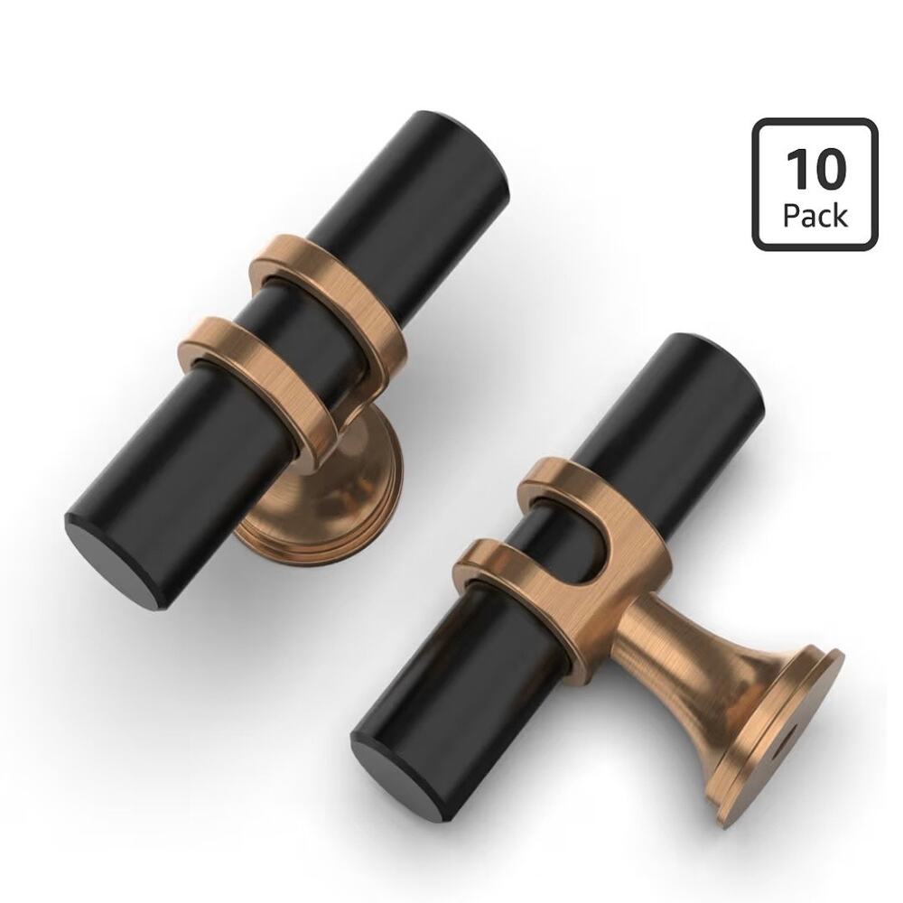 Asidrama 10 Pack Champagne Bronze and Matte Black Drawer Pulls (C145)